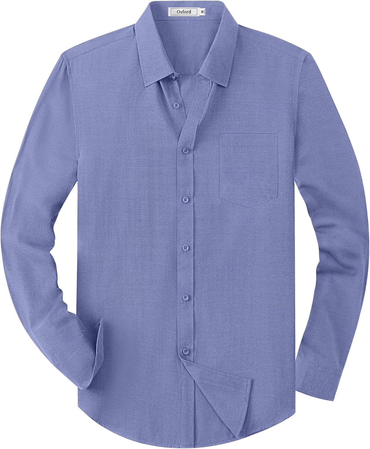 Mens Oxford Shirts Long Sleeve Business Casual Cotton Dress Shirt Wedding Dating Party Button Down Tops with Pocket-54