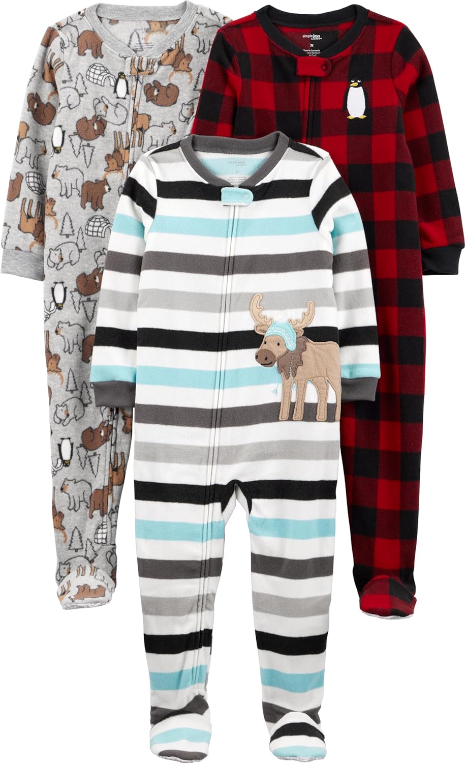 Simple Joys by Carter's baby-boys Loose-Fit Flame Resistant Fleece Footed Pajamas
