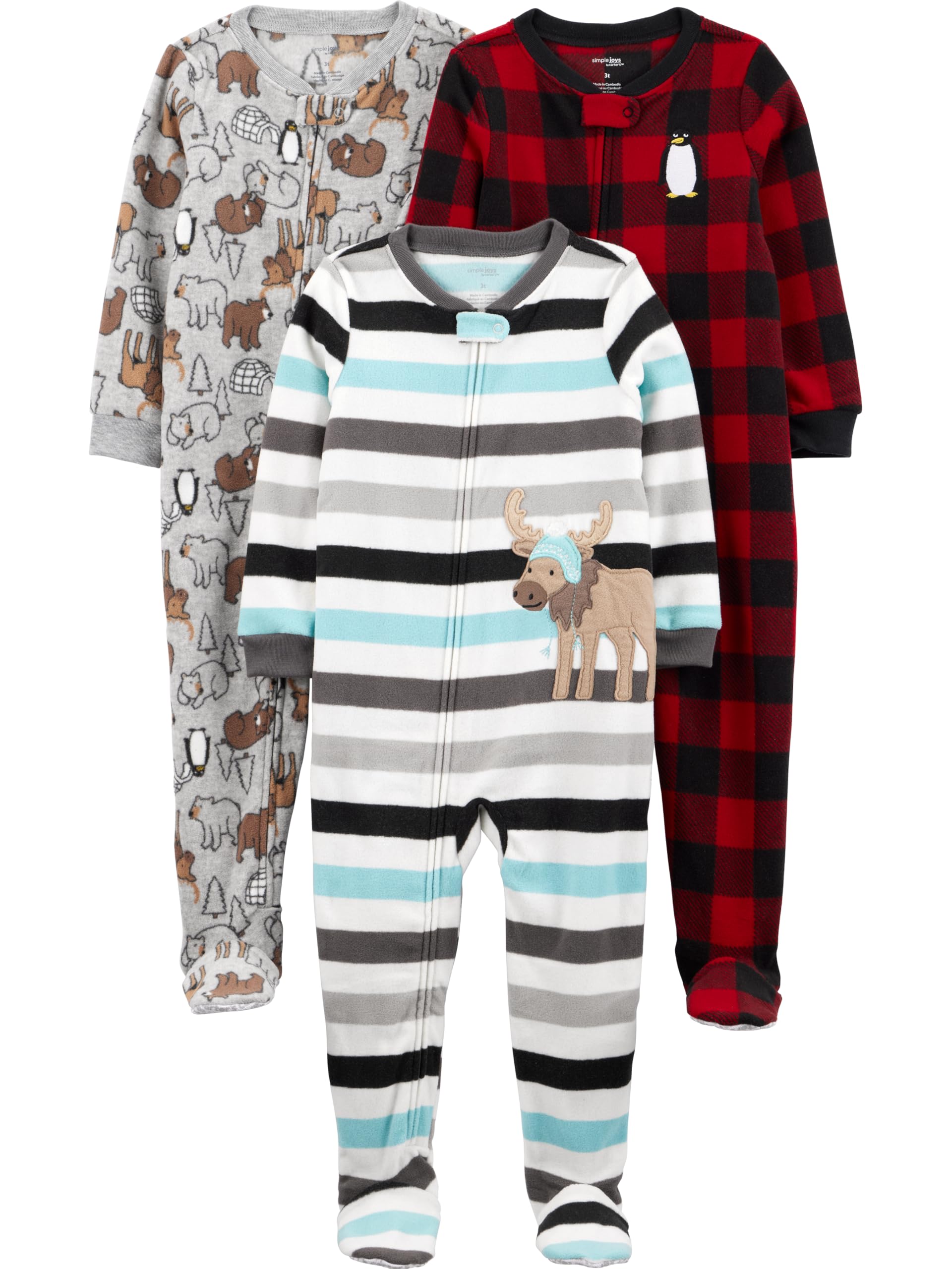Simple Joys by Carter's baby-boys Loose-Fit Flame Resistant Fleece Footed Pajamas-37