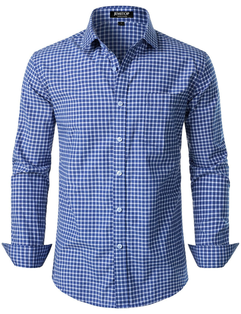 JEMITOP Men's Transitional Weather Slim Fit Long Sleeve Button Down Shirt Business Casual Dress Shirts with Pocket-61