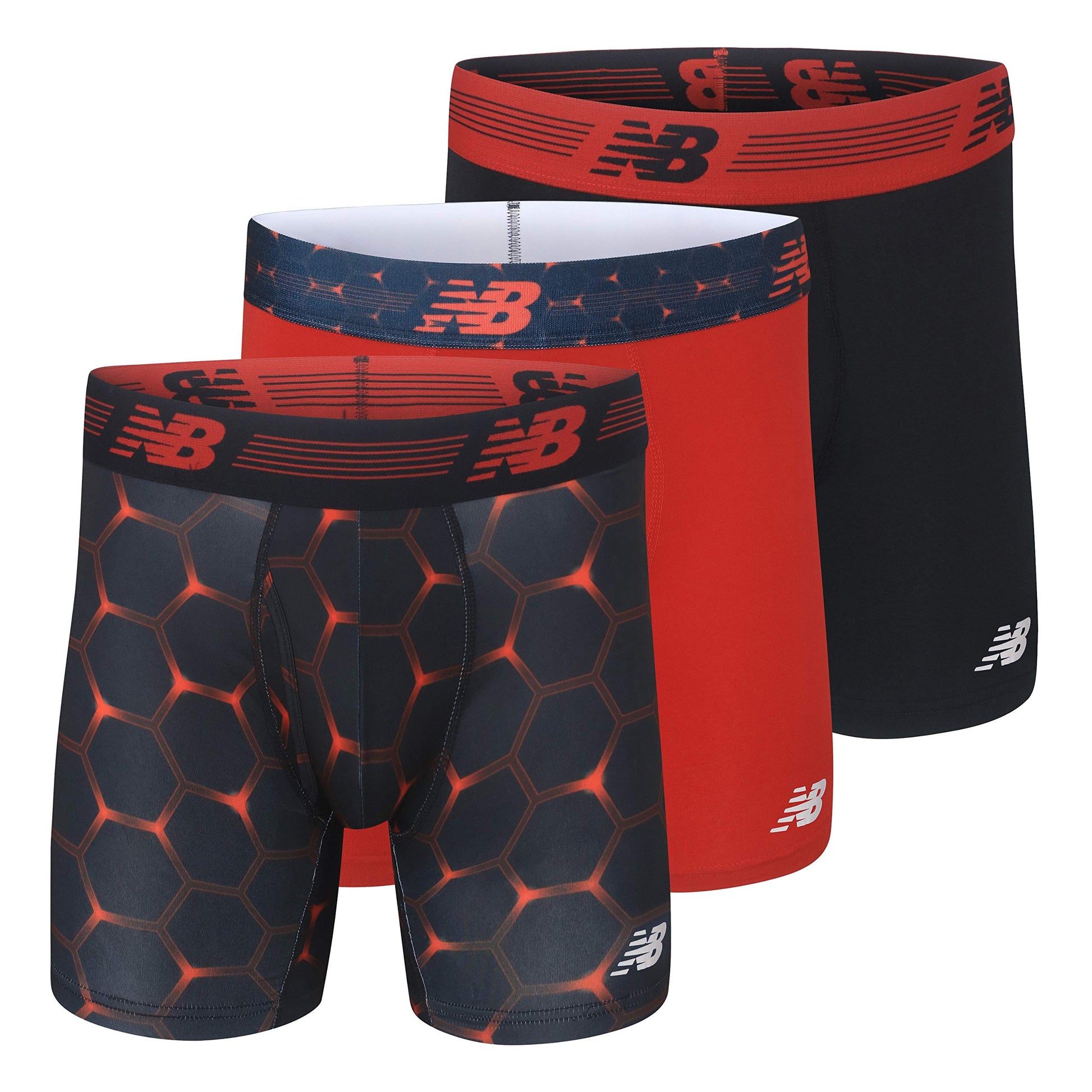New Balance Men's Performance Boxer Briefs with Fly, Breathable Stretch Underwear, Moisture Wicking, Soft Waistband (3 Pack)-38