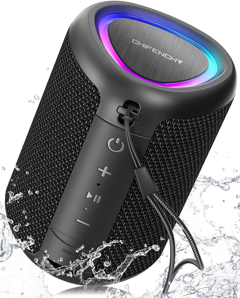 Portable Bluetooth Speaker Beach Vacation Essentials: Powerful Crystal Clear Sound/Dynamic Light/IPX5 Waterproof/All Day Playtime/BT 5.3/TWS Paring, Small Wireless Speaker for Outdoor|Travel|Camping