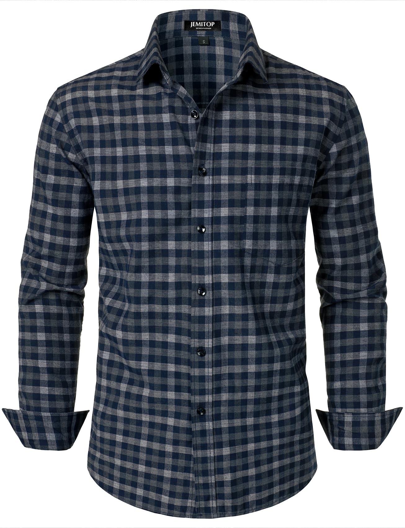 JEMITOP Men's Transitional Weather Slim Fit Long Sleeve Button Down Shirt Business Casual Dress Shirts with Pocket-49