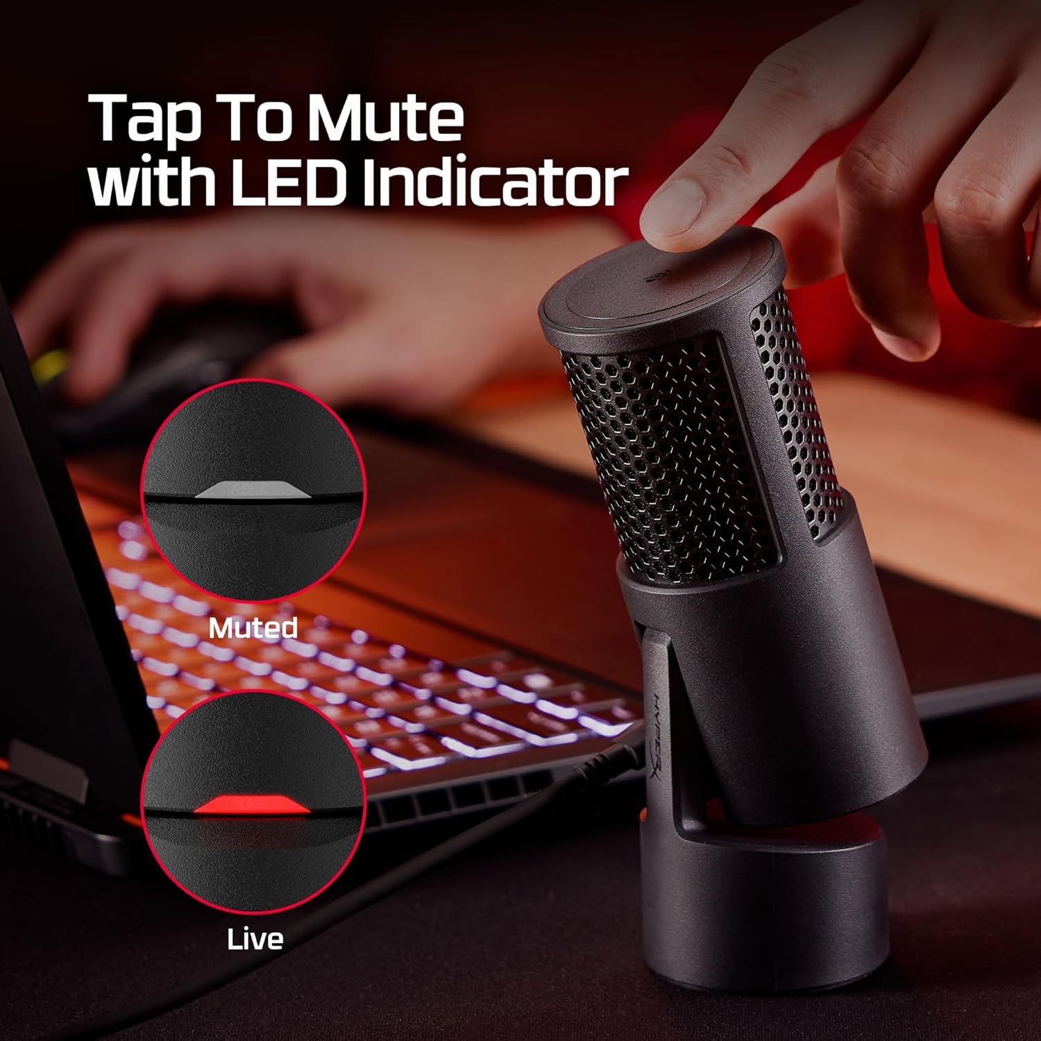 HyperX SoloCast 2 – Gaming USB Condenser Mic for PC, USB-C to USB-A, Built-in Pop Filter, Internal Shock Mount, Plug and Play, 24-bit / 96kHz, Compact Tiltable Stand – Black