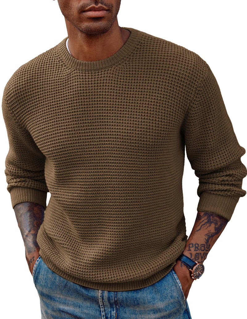PJ PAUL JONES Mens Pullover Sweater Waffle Textured Long Sleeve Knitted Sweaters-18