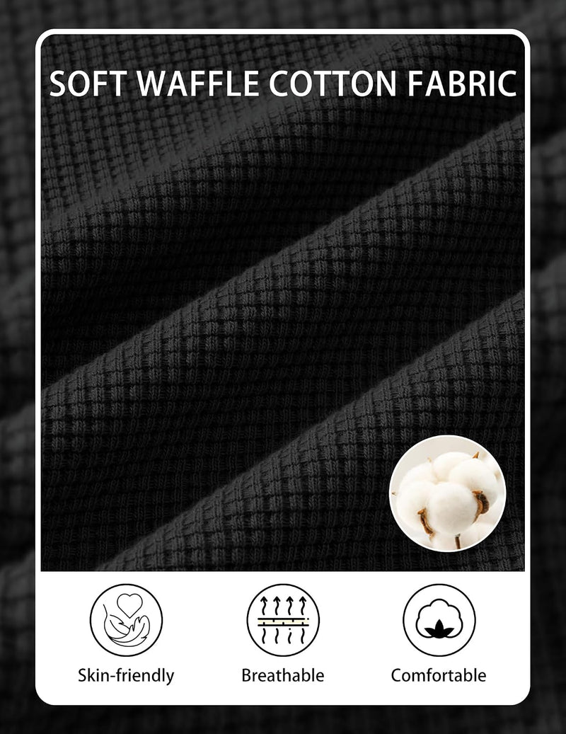 COOFANDY Mens Casual Shorts Cotton Drawstring 9 inch Waffle Shorts Stretch Elastic Waist Summer Beach Lounge Sweat Shorts