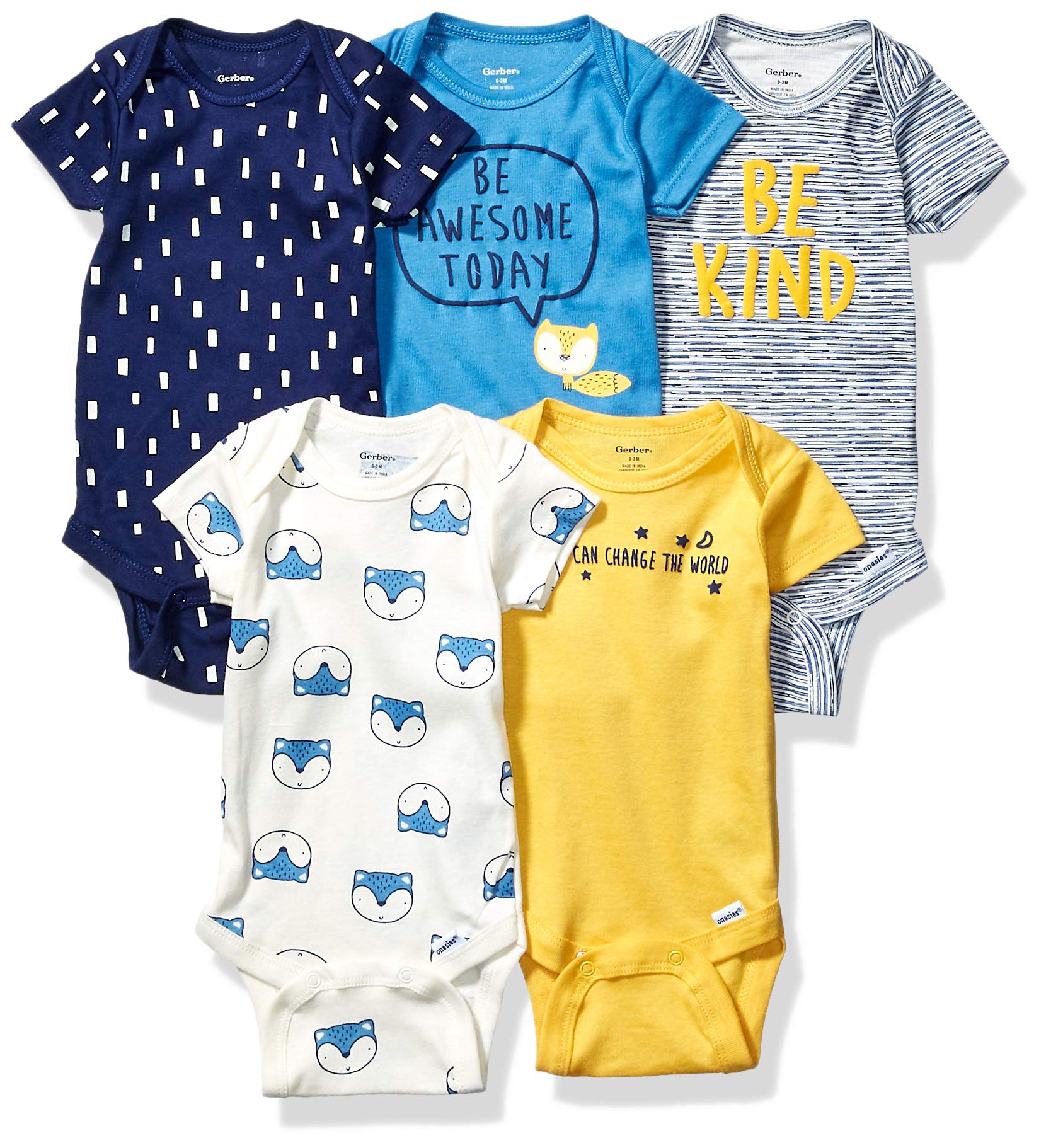 Gerber baby-boys 5-pack Short Sleeve Variety Onesies Bodysuits
