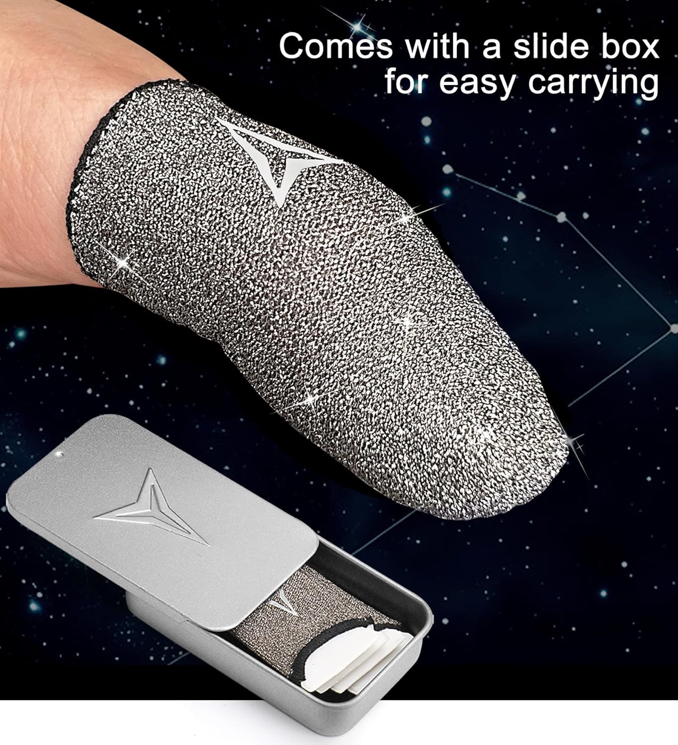 2025 Upgrade: Longer Size for 5 Fingers, Professional Pure Silver Fiber Finger Sleeves for Mobile Gaming–No More Slipping, Maximum Touch Sensitivity, Anti-Sweat,6 Pack (M)