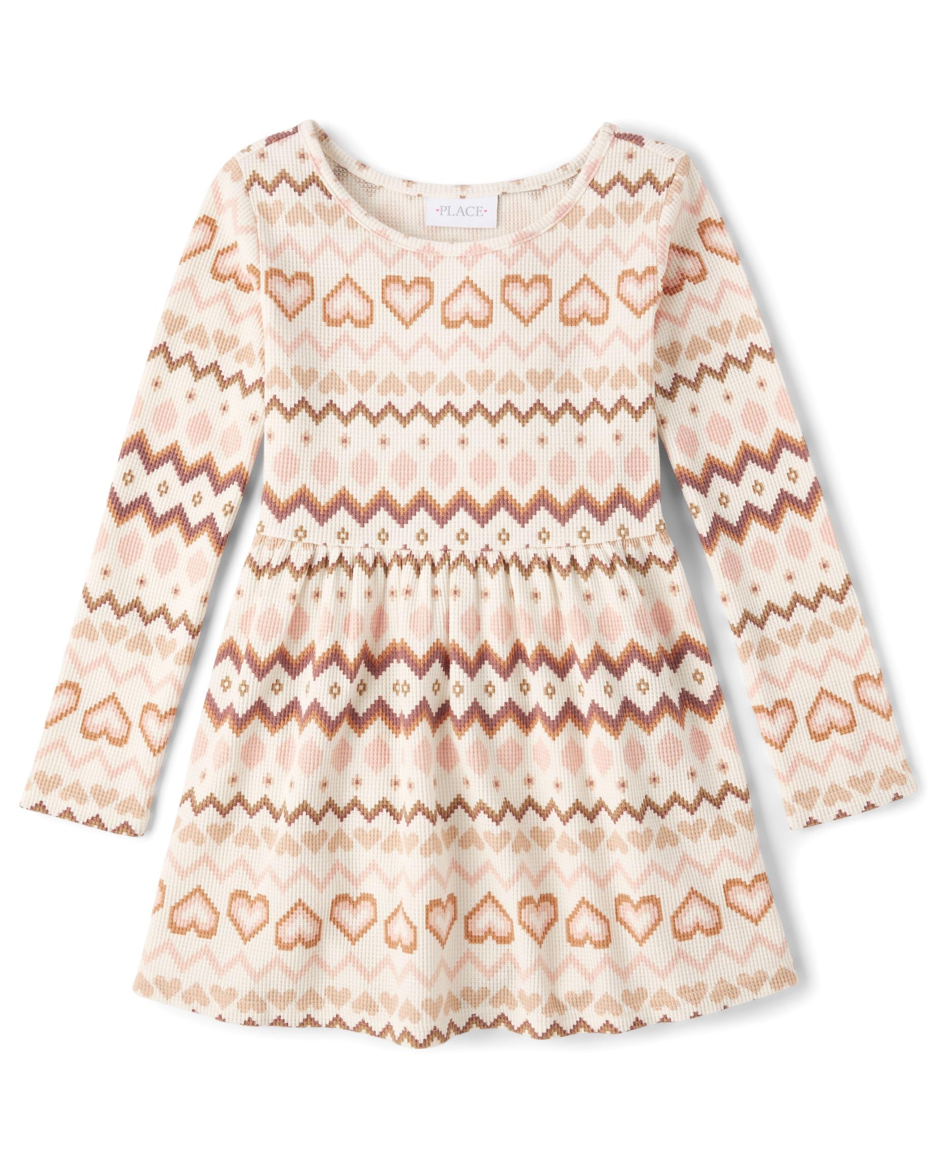 The Children's Place Girls Printed Skater Dress, Long Sleeve