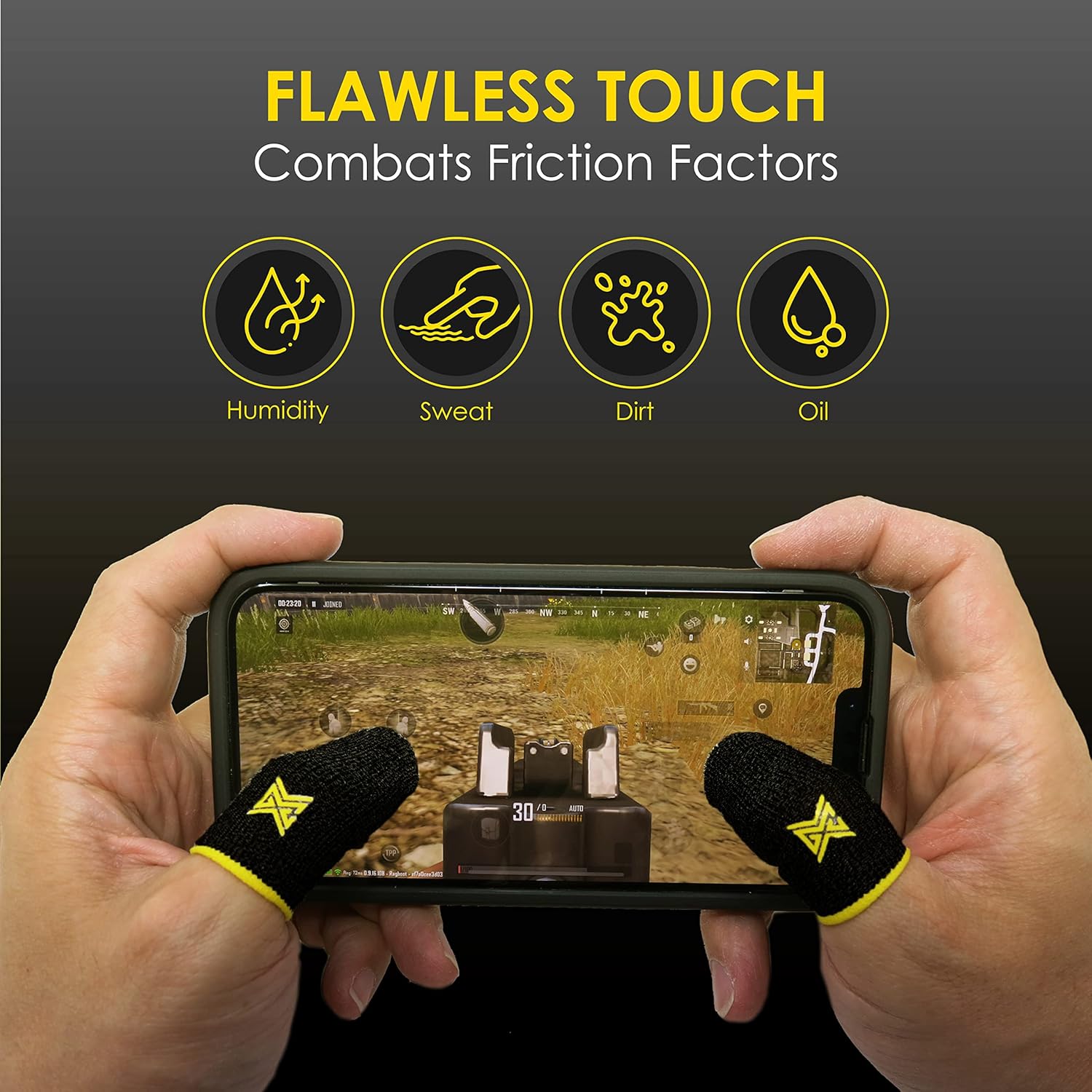 MGC ClawSocks 6 Pack Carbon, Gamer Finger & Thumb Sleeves, Mobile Gaming Stabilizer & Compression Support Black