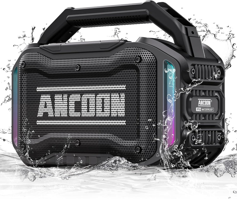 Speakers Bluetooth Wireless: 80W(Peak) Loud Speaker with Bass, 20H Playtime, IPX6 Waterproof, Large Jobsite Speakers for Work, Outdoor, Workshop, Garage, Portable Speaker with TWS (Black)