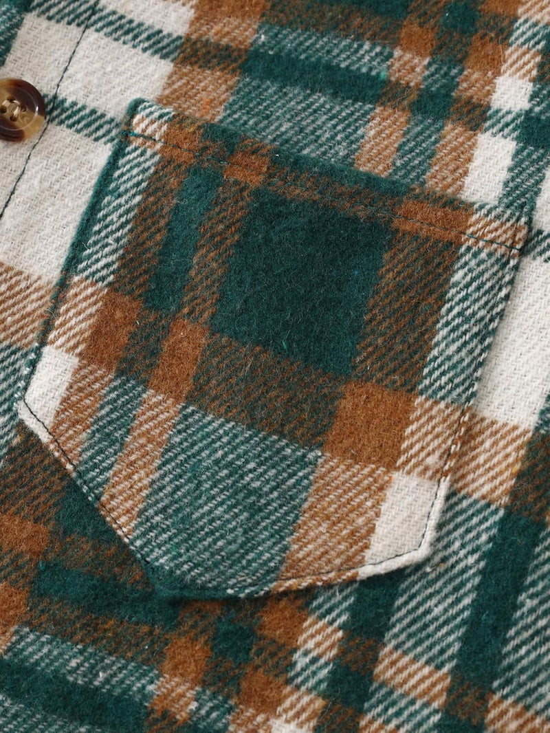 Fdqin 2Pcs Kids Boys Flannel Plaid Shirt Tops Pants Set Hoodie Sweatsuit for Fall Winter Spring Outfits 4-12 Years