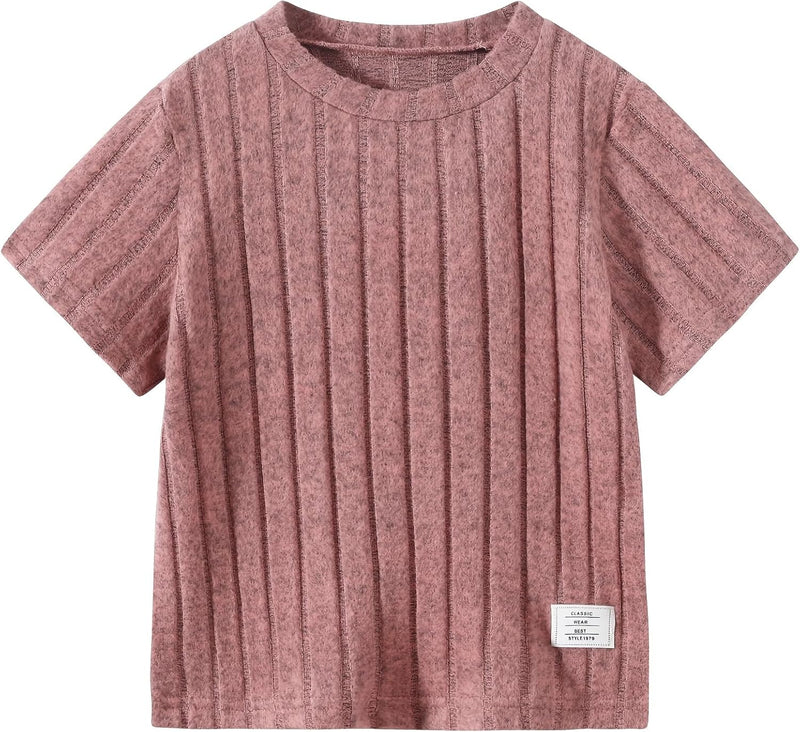 Jolyshlid Girls 6 Pieces Knit Outfits Short Sleeve Tee Tops and Pants Clothing Set 4-12Y