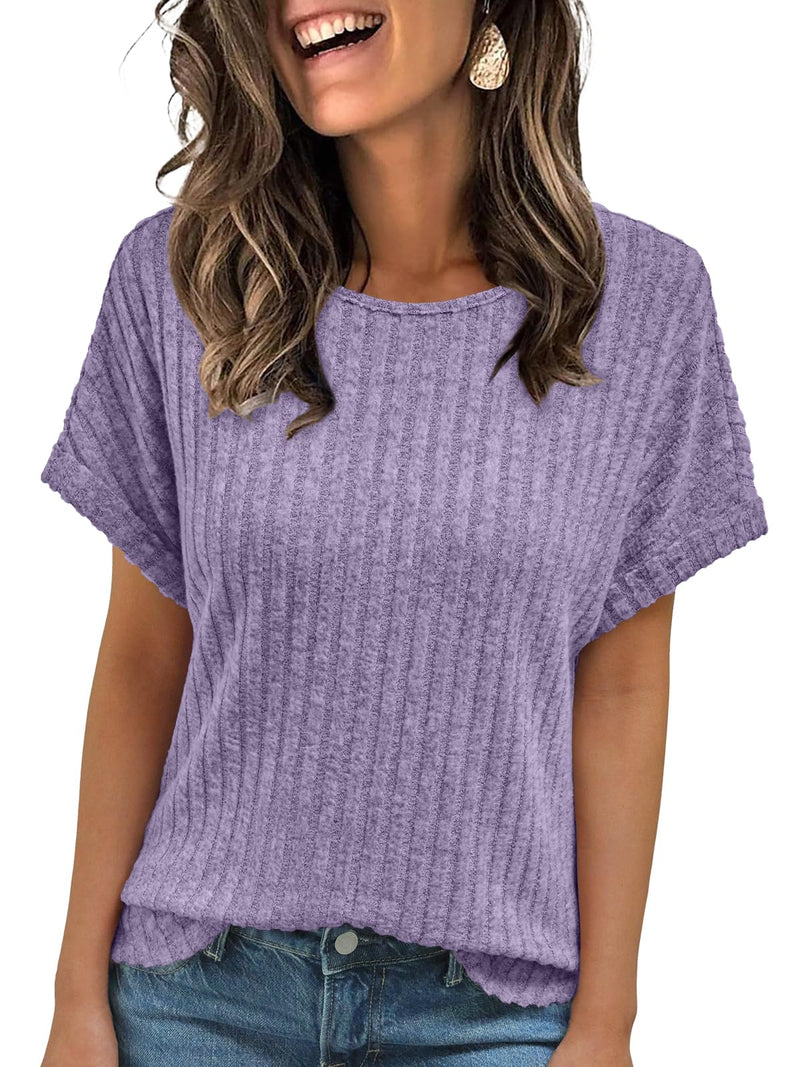 AUTOMET Women Textured Shirts Fall Sweaters Loose Fit Short Sleeve Tunic Tops 2025 Dressy Casual Business Blouses-20