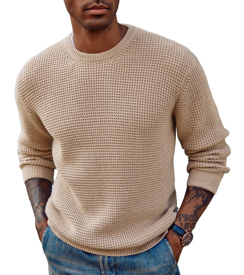 PJ PAUL JONES Mens Pullover Sweater Waffle Textured Long Sleeve Knitted Sweaters-62