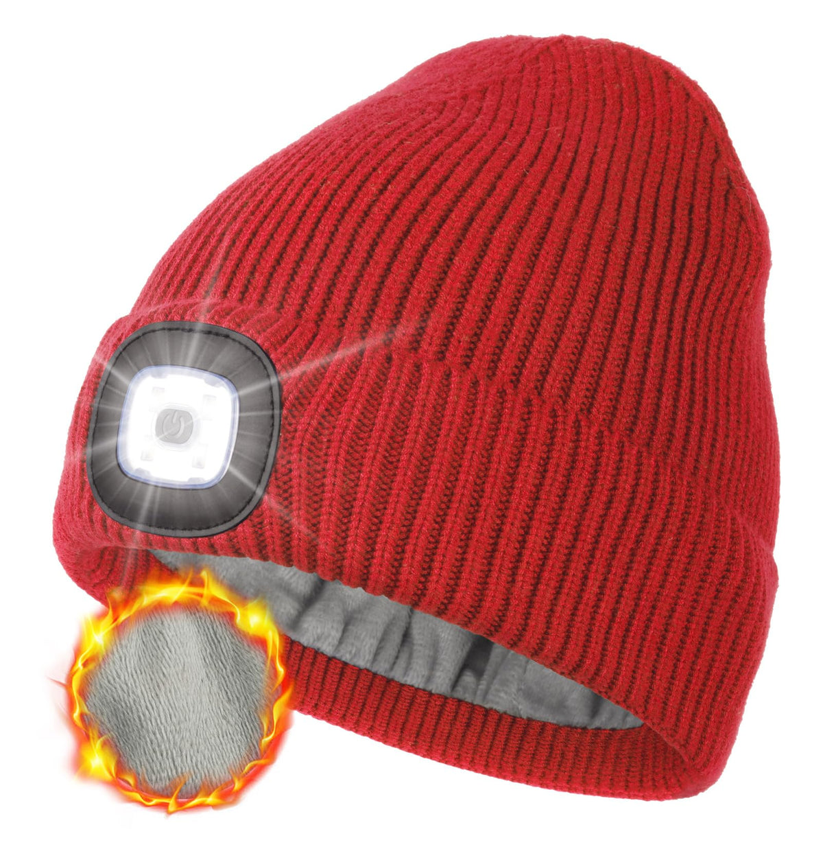 MELASA Winter Fleece Lined Beanie with The Light, Warm Gifts for Men Dad