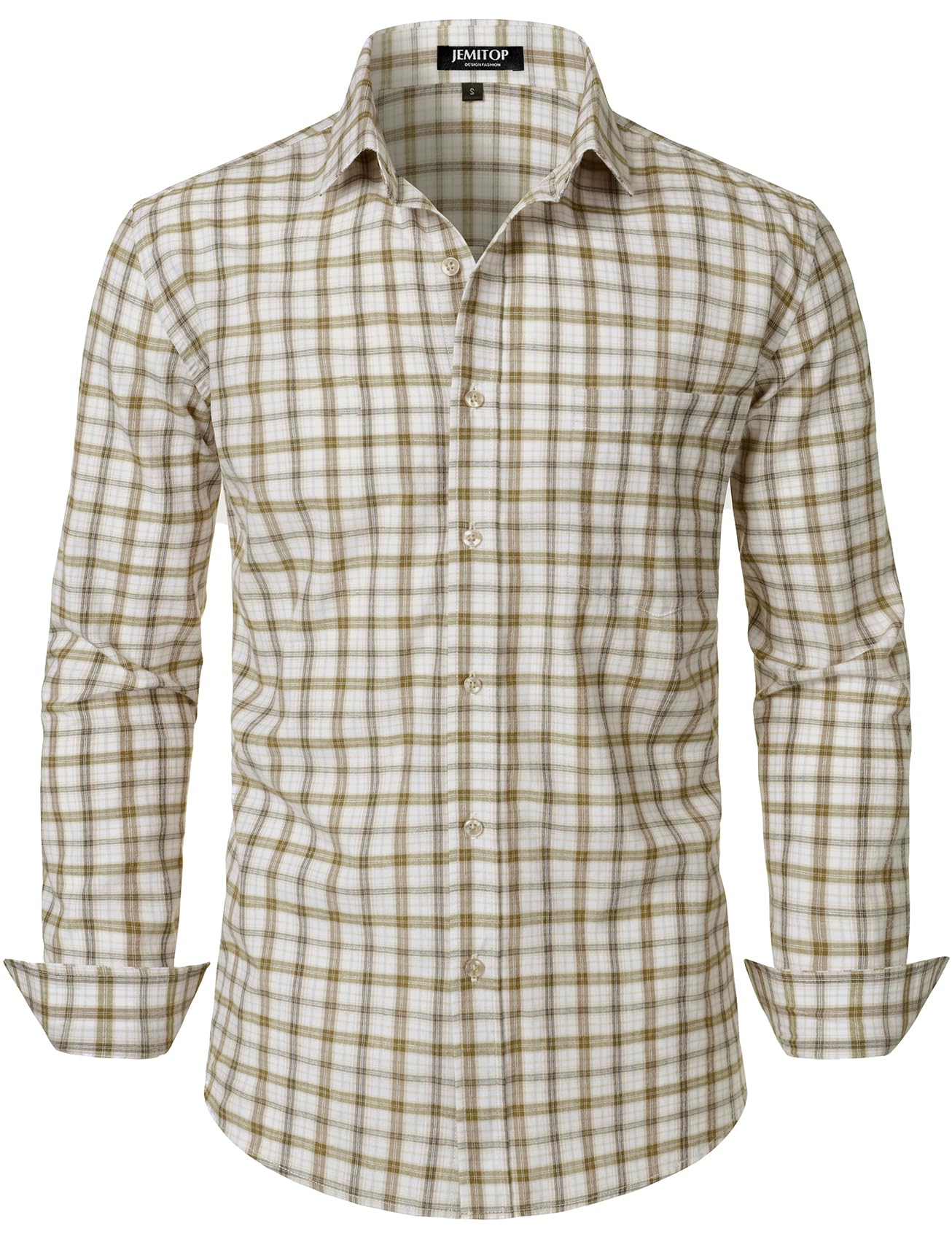 JEMITOP Men's Transitional Weather Slim Fit Long Sleeve Button Down Shirt Business Casual Dress Shirts with Pocket-62