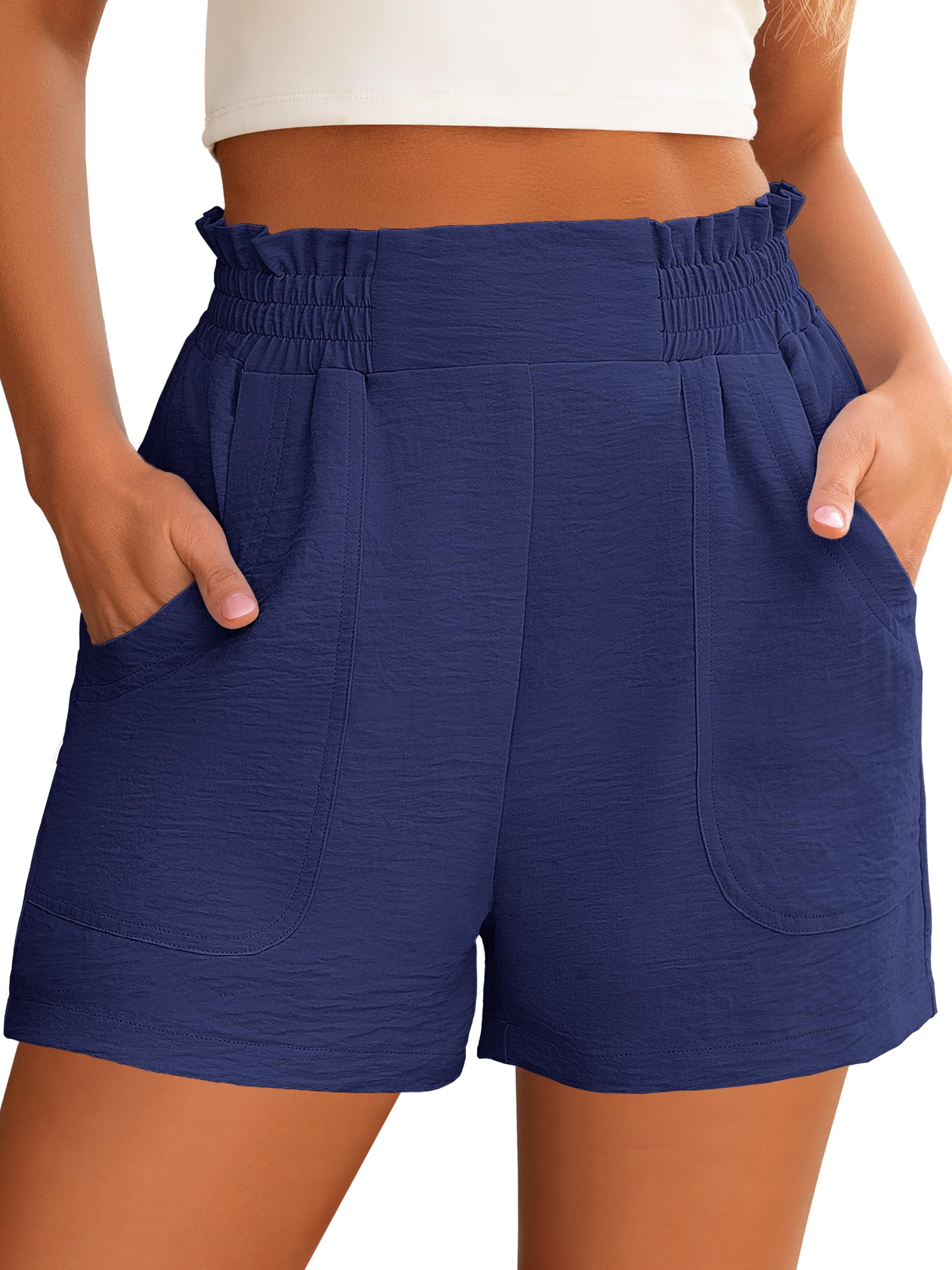 ANRABESS Shorts for Women Summer Casual Elastic High Waisted Wide Leg Cute Dressy Beach Shorts 2026 Vacation Beach Clothes