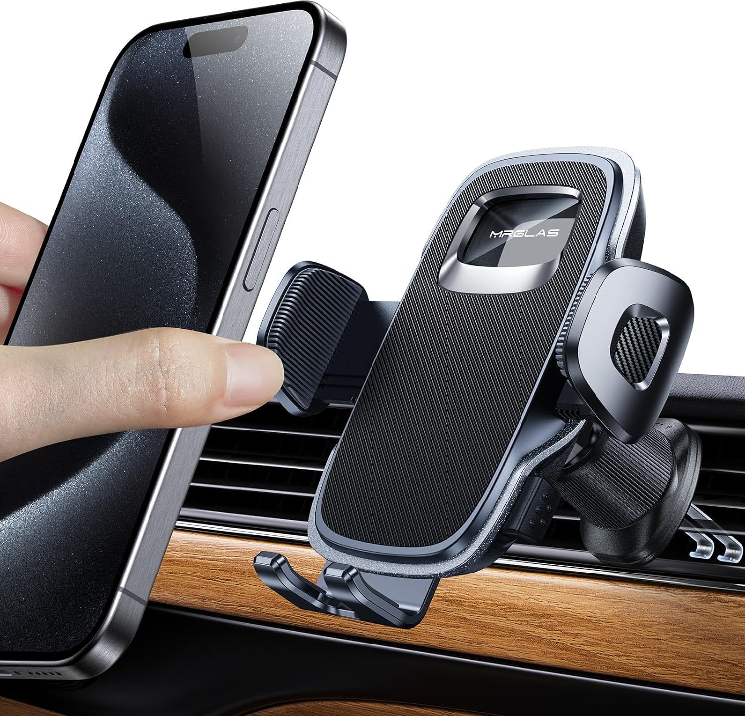 MRGLAS 2025 Upgraded Phone Holders for Your Car with New Metal Hook Clip, Handy Air Vent Cell Phone Car Mount [One Hand Operation], Universal Automobile Accessories for iPhone Android, Gifts for Women