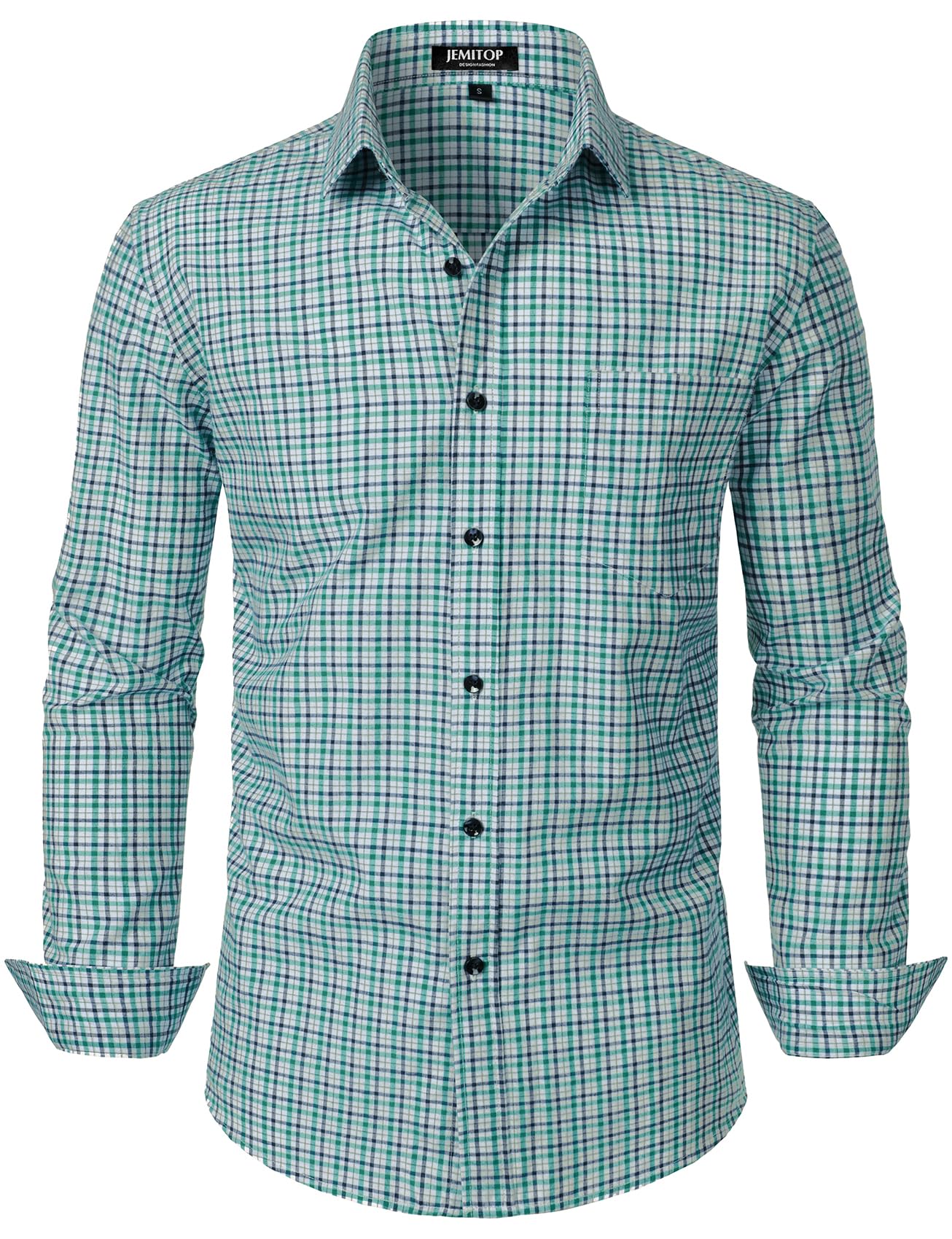 JEMITOP Men's Transitional Weather Slim Fit Long Sleeve Button Down Shirt Business Casual Dress Shirts with Pocket-82