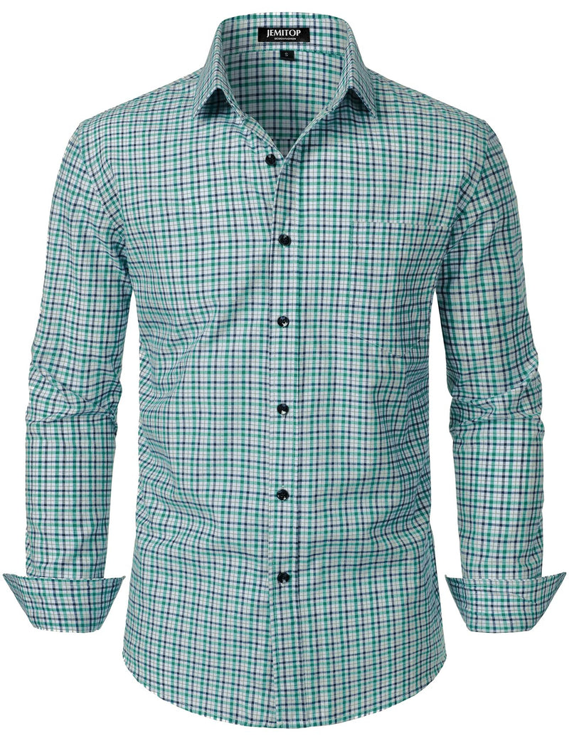 JEMITOP Men's Transitional Weather Slim Fit Long Sleeve Button Down Shirt Business Casual Dress Shirts with Pocket-89