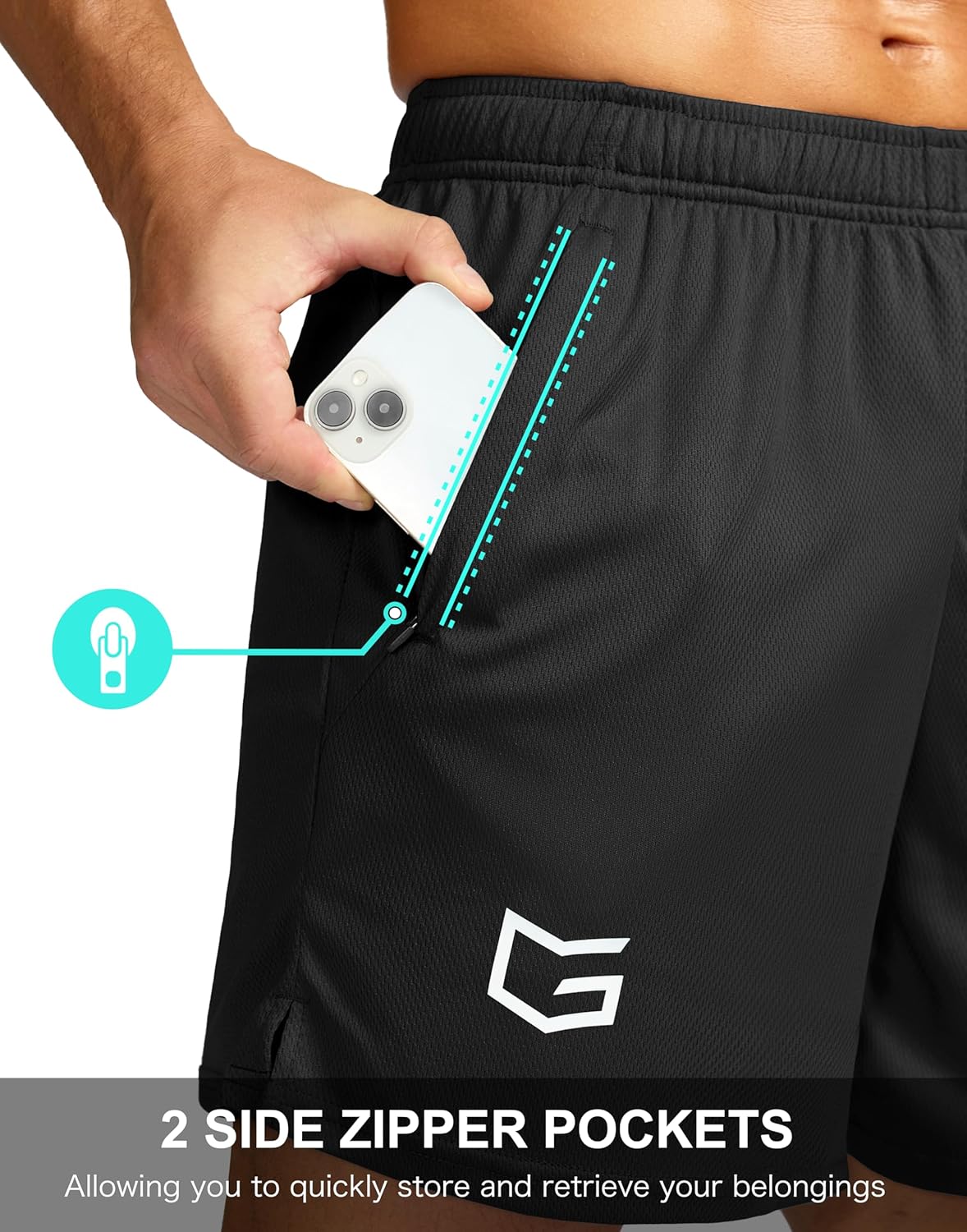 G Gradual Men's 5"/ 7"/ 9" Workout Running Shorts Quick Dry Lightweight Gym Shorts with Zip Pockets