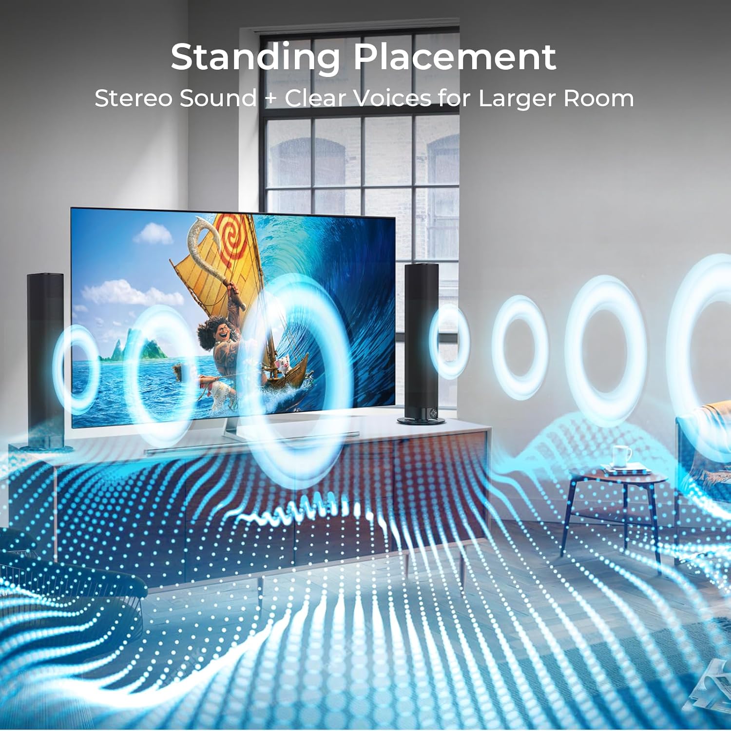 Sound Bar for Smart TV, Soundbar with Bluetooth/ARC/Opt/AUX Connect, Auto Volume Boost, 3 Equalizer Modes, 2 in 1 Detachable Soundbar for TV/PC/Gaming/Projectors