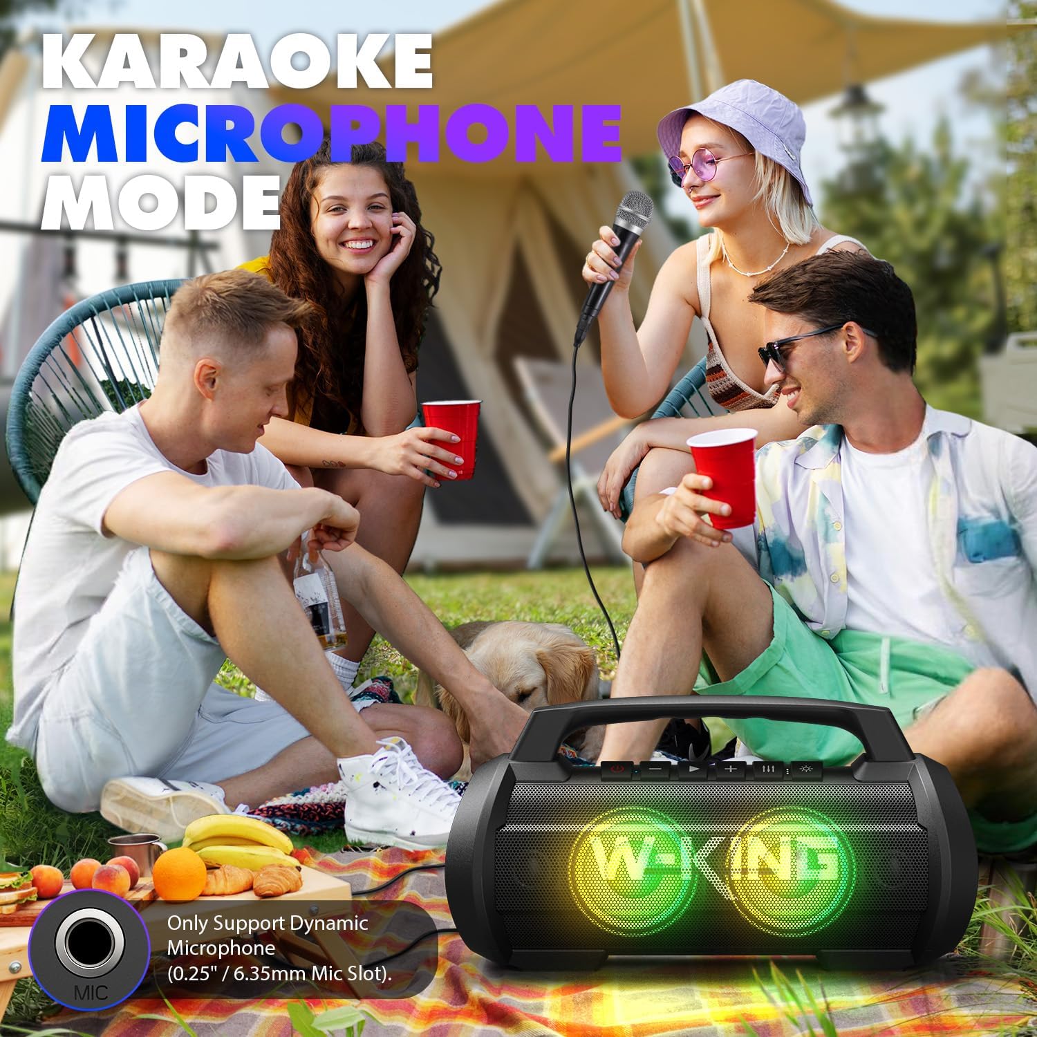 W-KING Portable Speakers Bluetooth Wireless, 120W Max Loudest Bluetooth Speaker, IPX6 Waterproof Outdoor Speaker with 70W Deep Bass/2*Subwoofer/DSP/EQ/42H/LED/MAC-in/TF/2 Pairing, Large Party Boombox