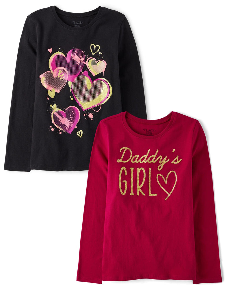 The Children's Place Girls Unicorns,Sports,Butterflies Long Sleeve Graphic T-Shirts,2 Pack