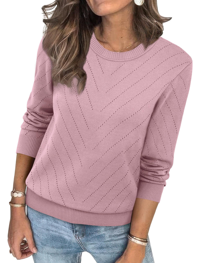 Sampeel Womens Sweaters Crew Neck Long Sleeve Tops Knit Soft Pullover Sweaters Cozy Dressy Casual Shirts Fashion Clothing-53