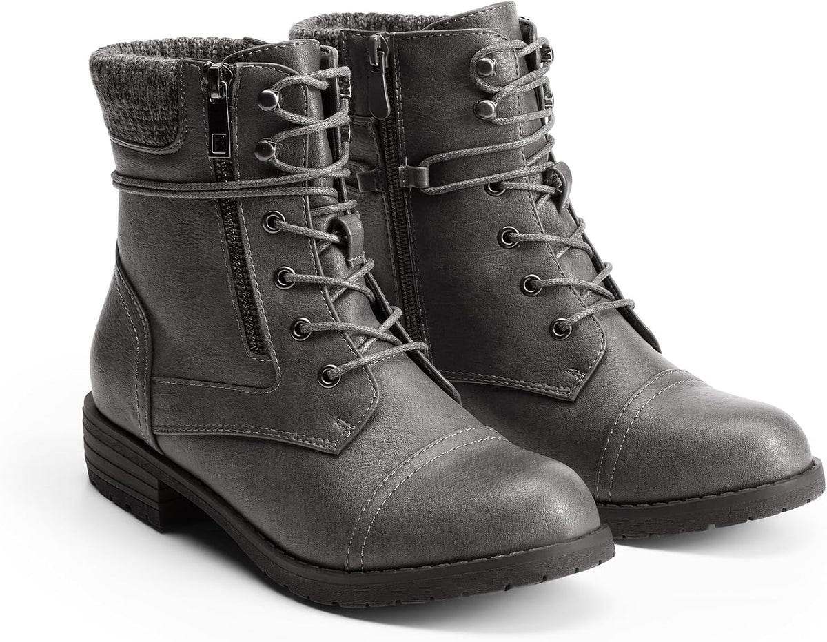 DREAM PAIRS Women's Lace Up Combat boots Ankle Booties