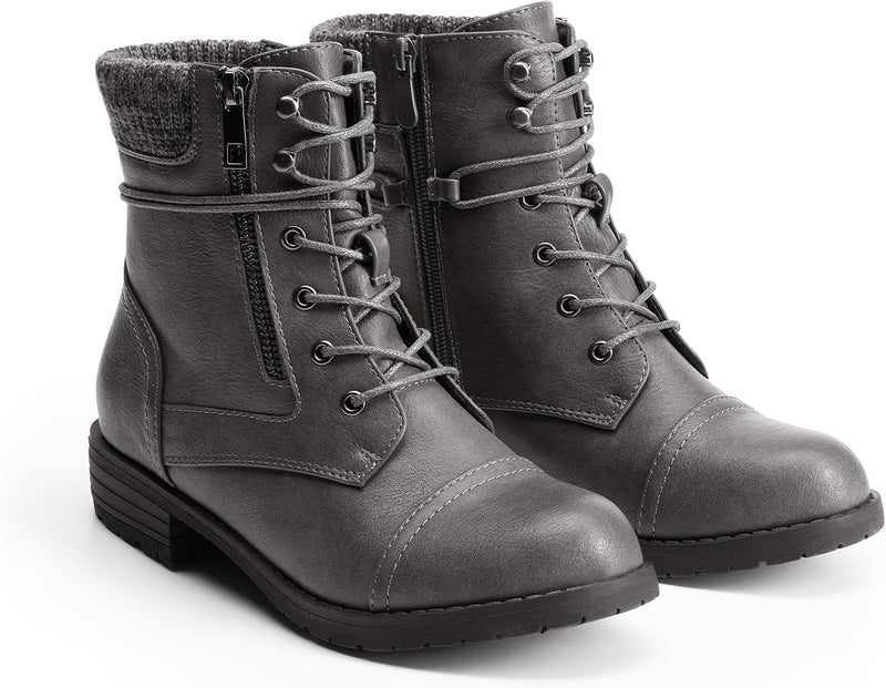 DREAM PAIRS Women's Lace Up Combat boots Ankle Booties