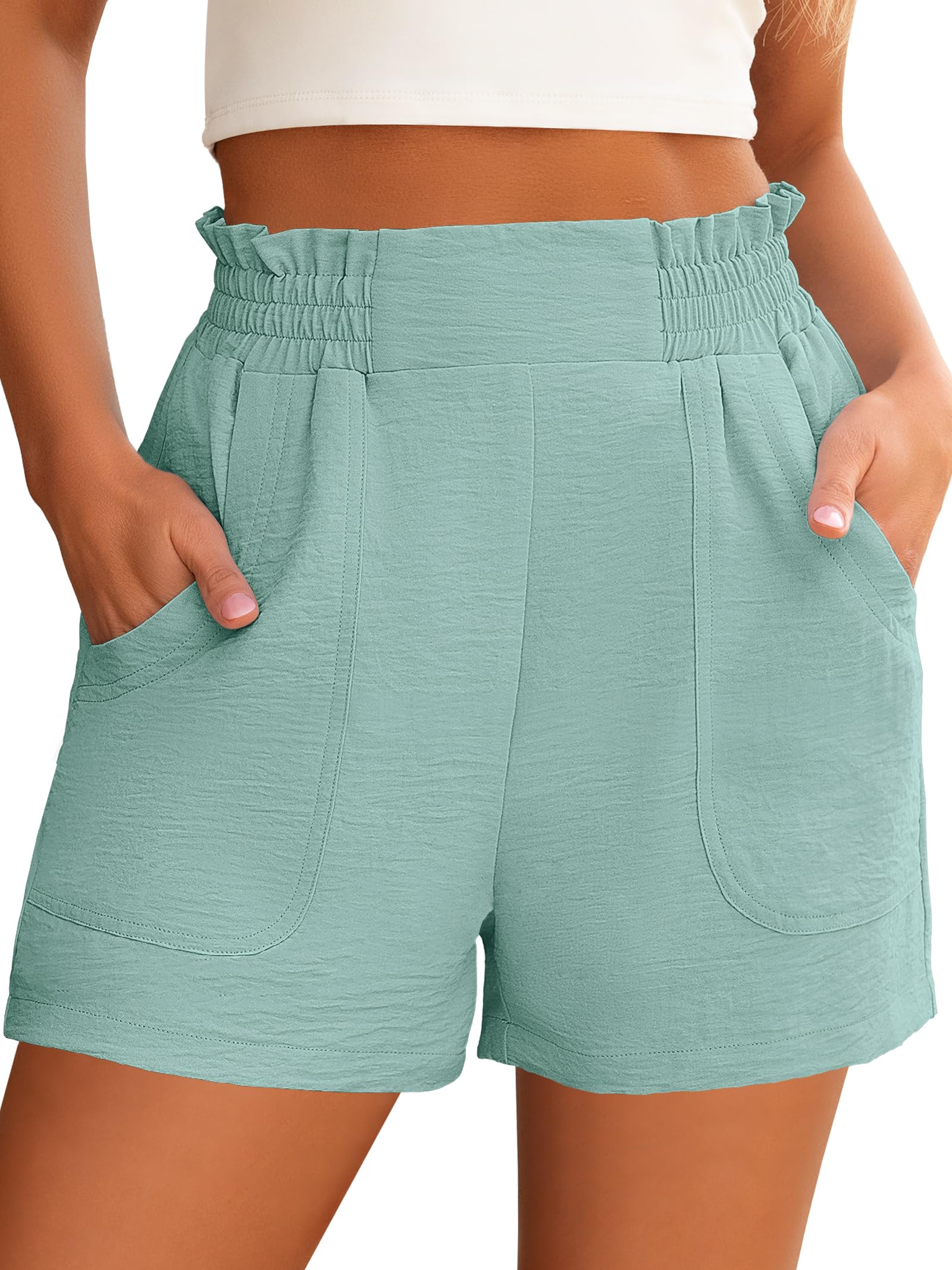 ANRABESS Shorts for Women Summer Casual Elastic High Waisted Wide Leg Cute Dressy Beach Shorts 2026 Vacation Beach Clothes