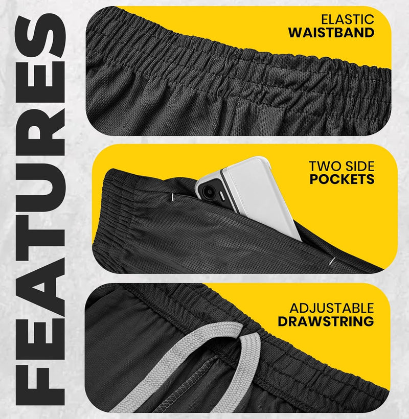 NY Threads Men's Athletic Shorts Quick Dry Loose-Fit Lightweight Running Workout Gym Shorts with Pockets