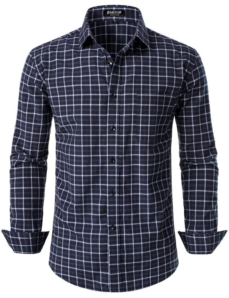 JEMITOP Men's Transitional Weather Slim Fit Long Sleeve Button Down Shirt Business Casual Dress Shirts with Pocket-51
