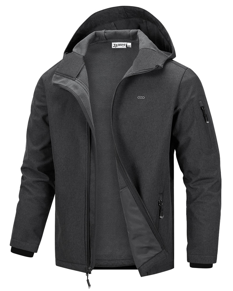 33,000ft Men's Hooded Softshell Jacket Waterproof Lightweight Insulated Windbreaker Fleece Lined Rain Shell Jacket-67