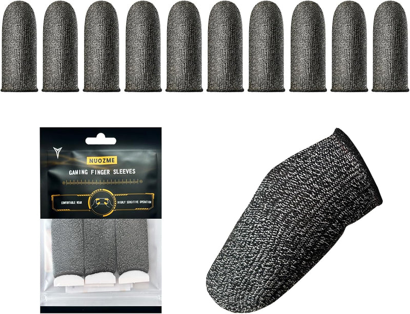 2025 Upgrade: Longer Size Silver Fiber Professional Finger Sleeves for Mobile Gaming–No More Slipping, Maximum Touch Sensitivity, Anti-Sweat, Fits All Touchscreen Devices, 10 Pack (M)