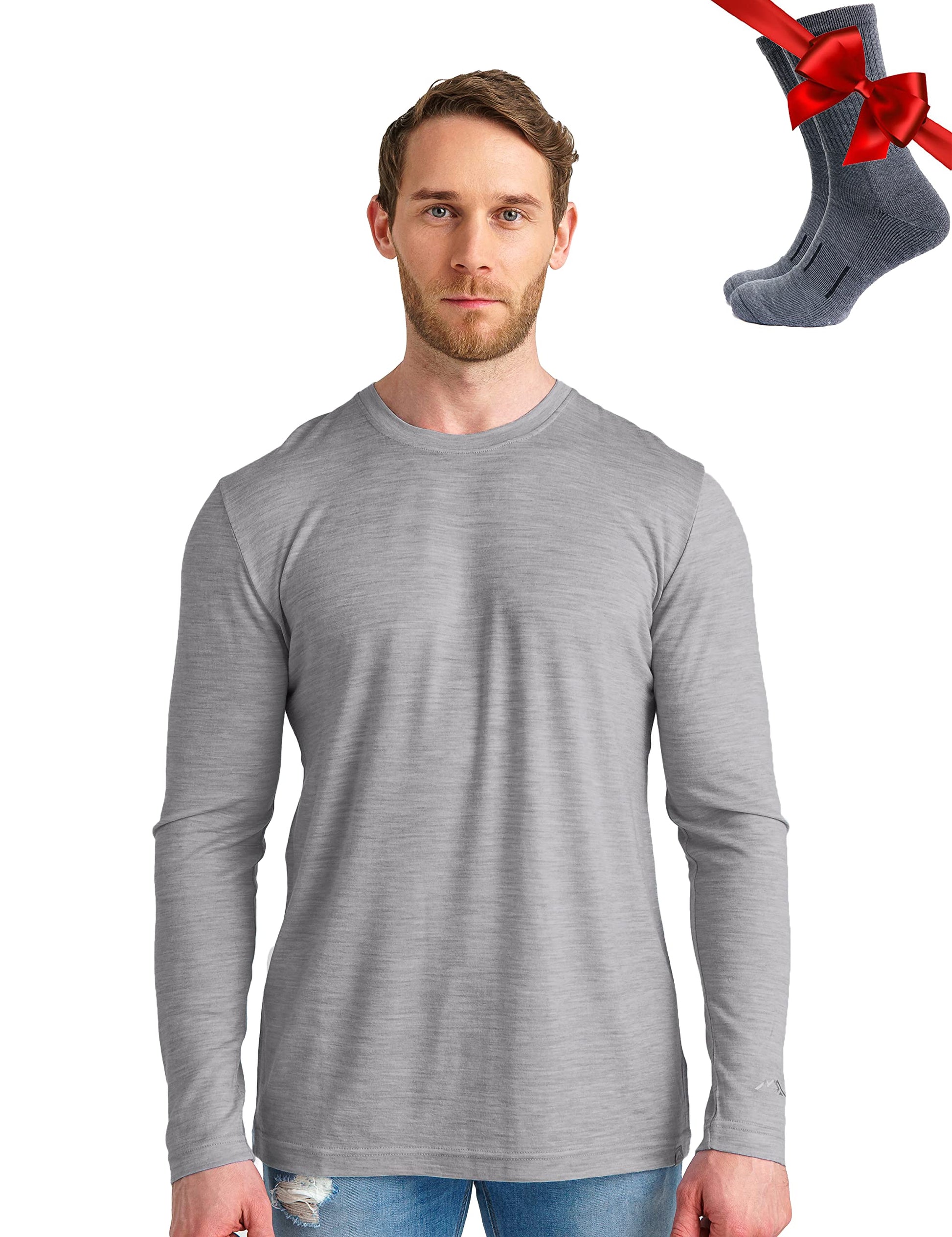 Merino.tech Merino Wool Base Layer - Mens 100% Merino Wool Long Sleeve Thermal Shirts Heavyweight, Midweight, Lite with Socks-22