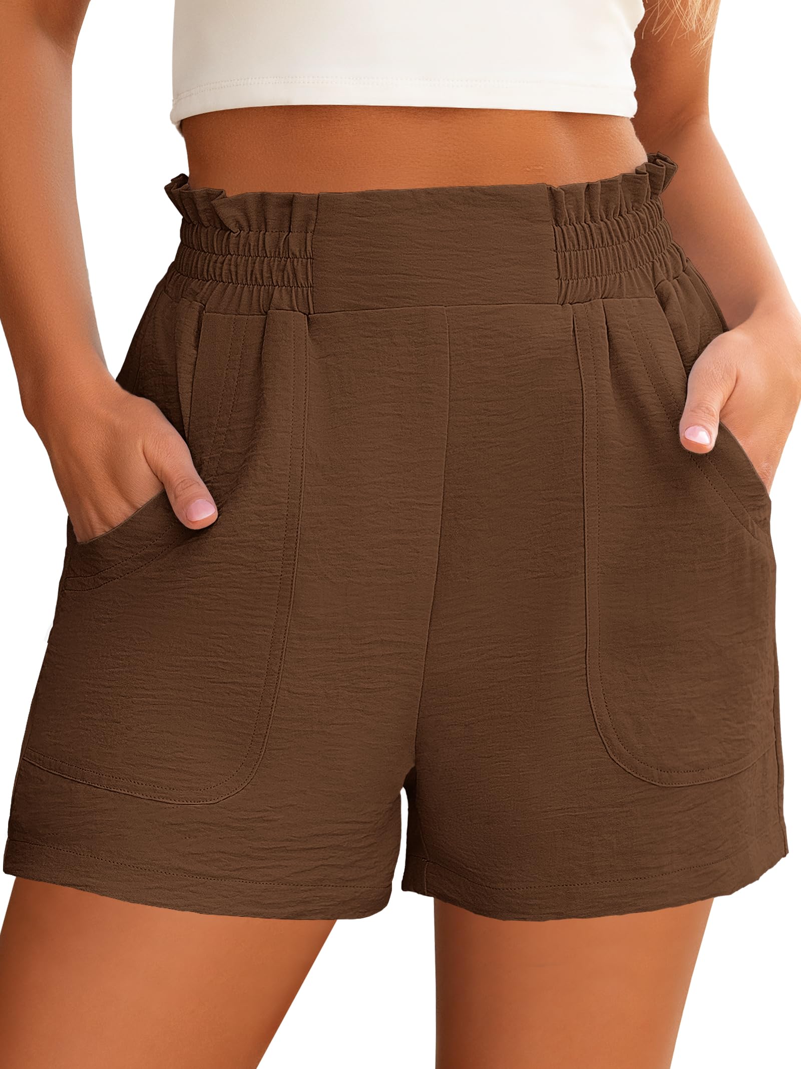 ANRABESS Shorts for Women Summer Casual Elastic High Waisted Wide Leg Cute Dressy Beach Shorts 2026 Vacation Beach Clothes
