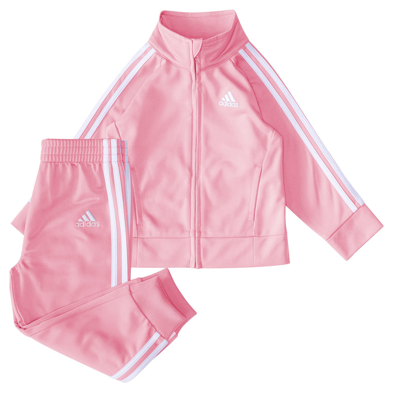 adidas Little Girl's Zip Front Classic Tricot Jacket and Joggers Set
