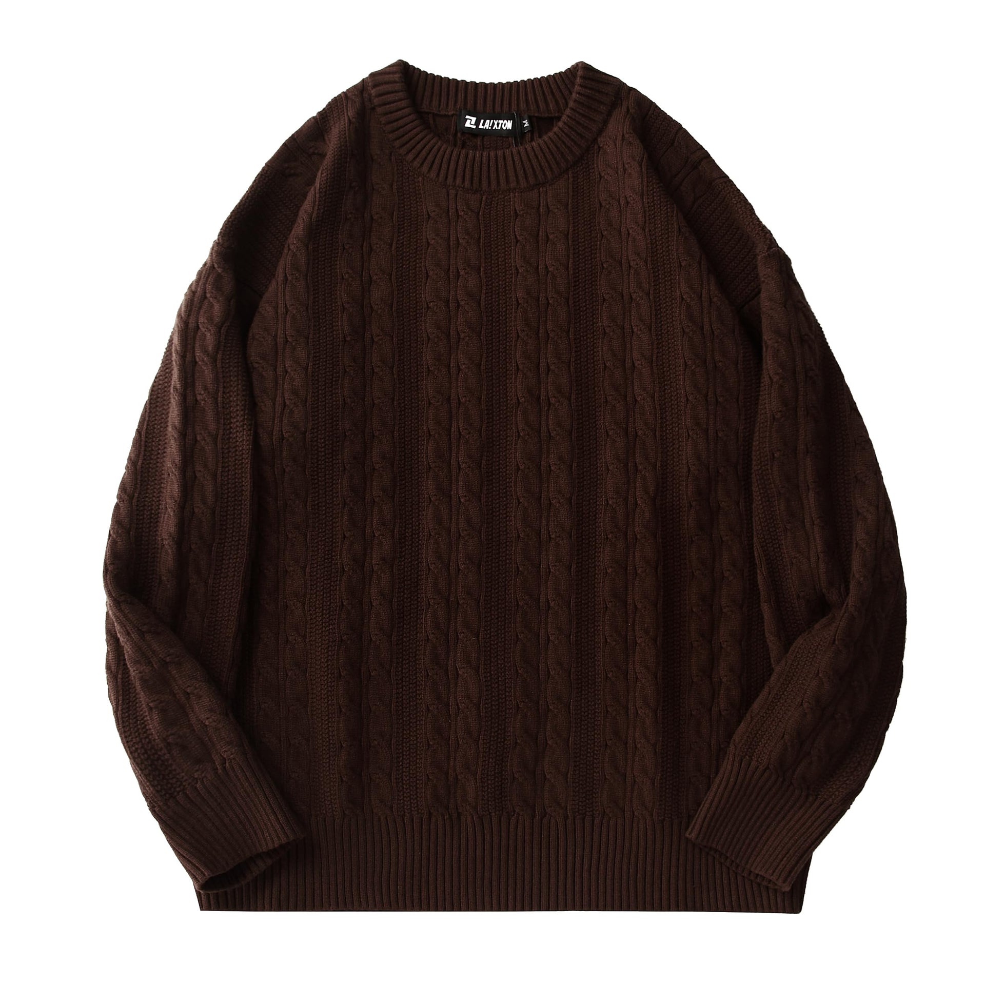 Mens Oversized Sweater Unisex Crewneck Cable Knit Sweater Pullover Aesthetic Streetwear Casual Sweaters Jumper