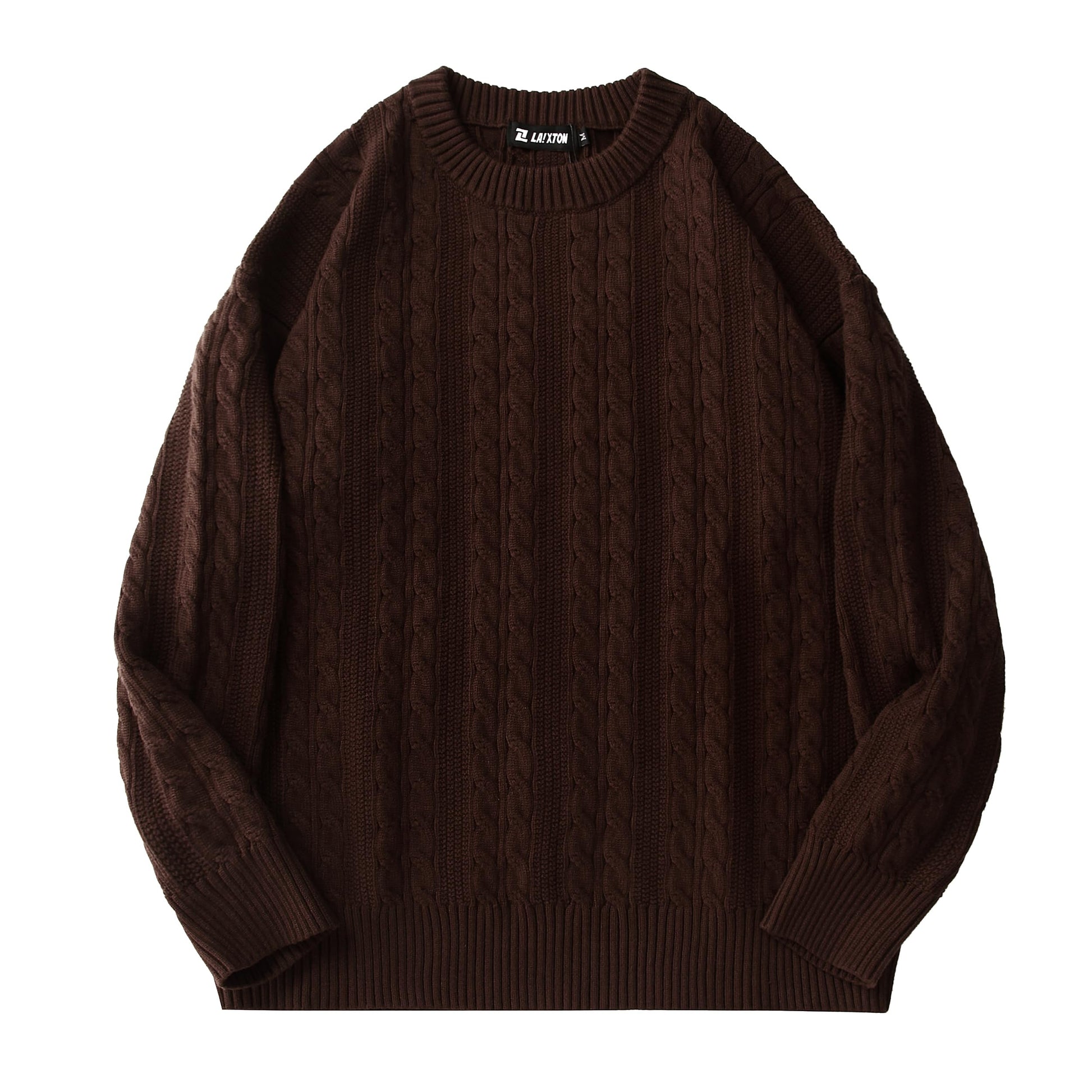 Mens Oversized Sweater Unisex Crewneck Cable Knit Sweater Pullover Aesthetic Streetwear Casual Sweaters Jumper-32