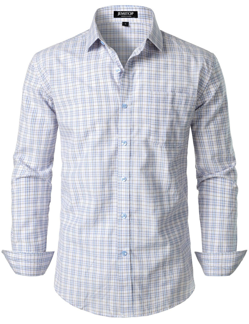 JEMITOP Men's Transitional Weather Slim Fit Long Sleeve Button Down Shirt Business Casual Dress Shirts with Pocket-18