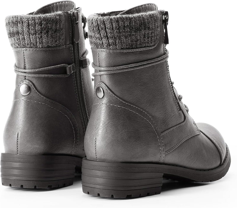 DREAM PAIRS Women's Lace Up Combat boots Ankle Booties