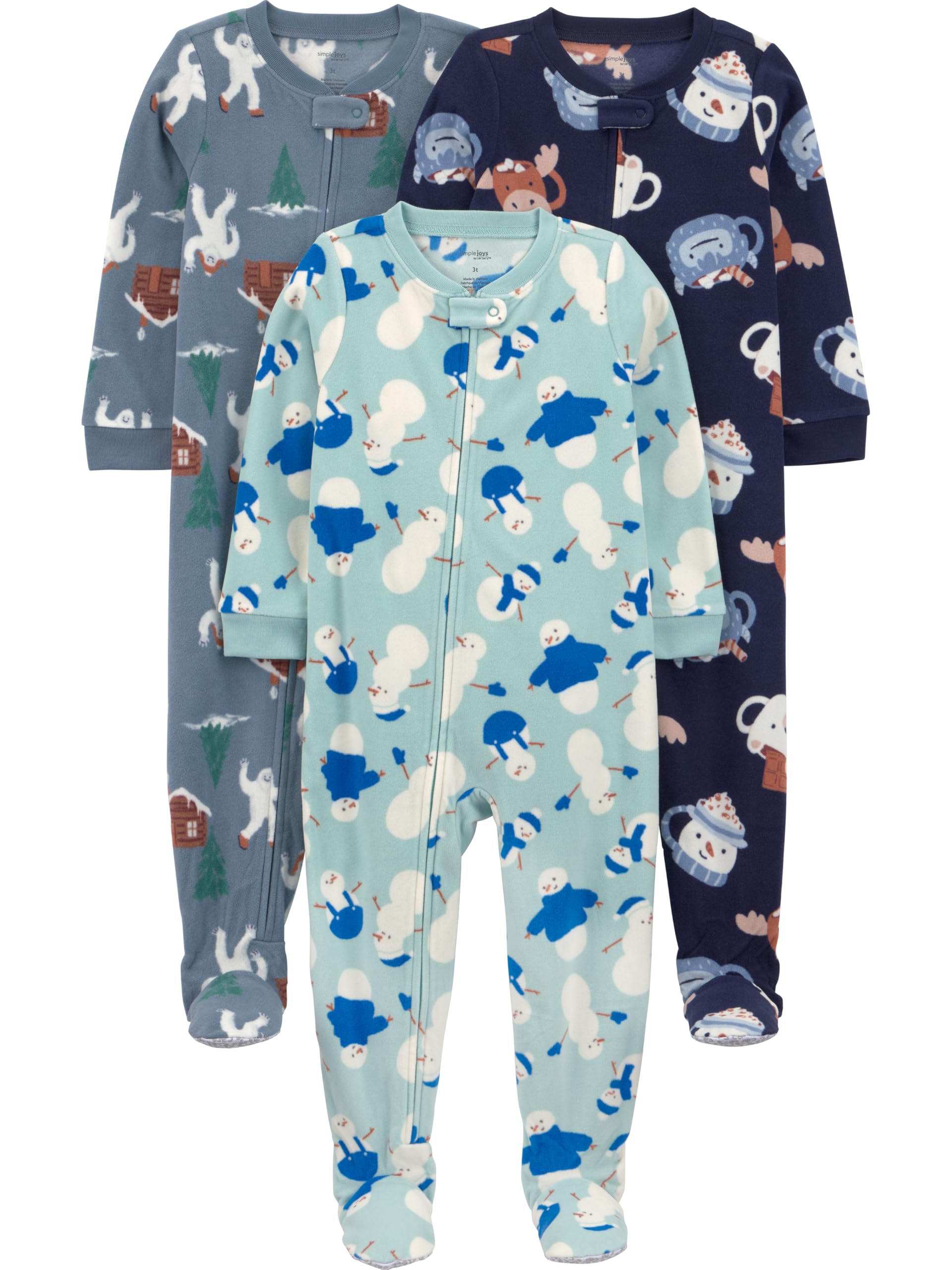 Simple Joys by Carter's baby-boys Loose-Fit Flame Resistant Fleece Footed Pajamas