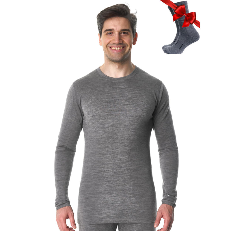 Merino.tech Merino Wool Base Layer - Mens 100% Merino Wool Long Sleeve Thermal Shirts Heavyweight, Midweight, Lite with Socks-8