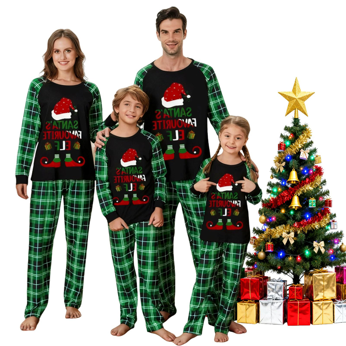 lohill Christmas Pajamas for Family, Womens Sanda Claus Snow Print Xmas Pjs Pajamas matching christmas pjs
