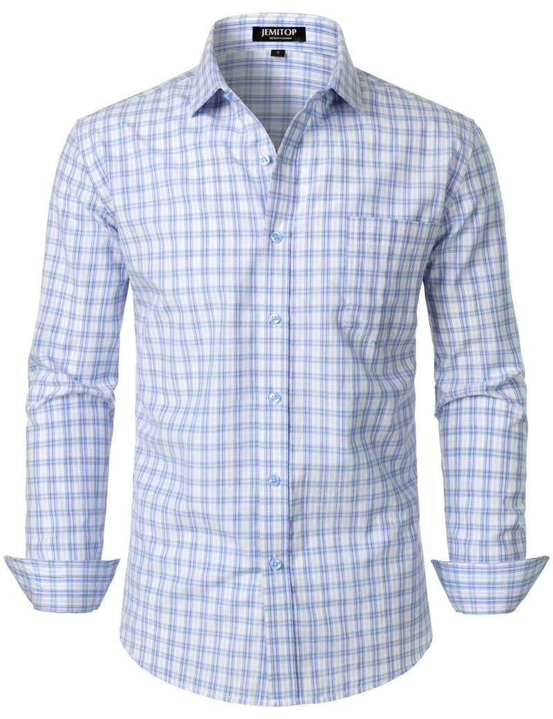 JEMITOP Men's Transitional Weather Slim Fit Long Sleeve Button Down Shirt Business Casual Dress Shirts with Pocket-46