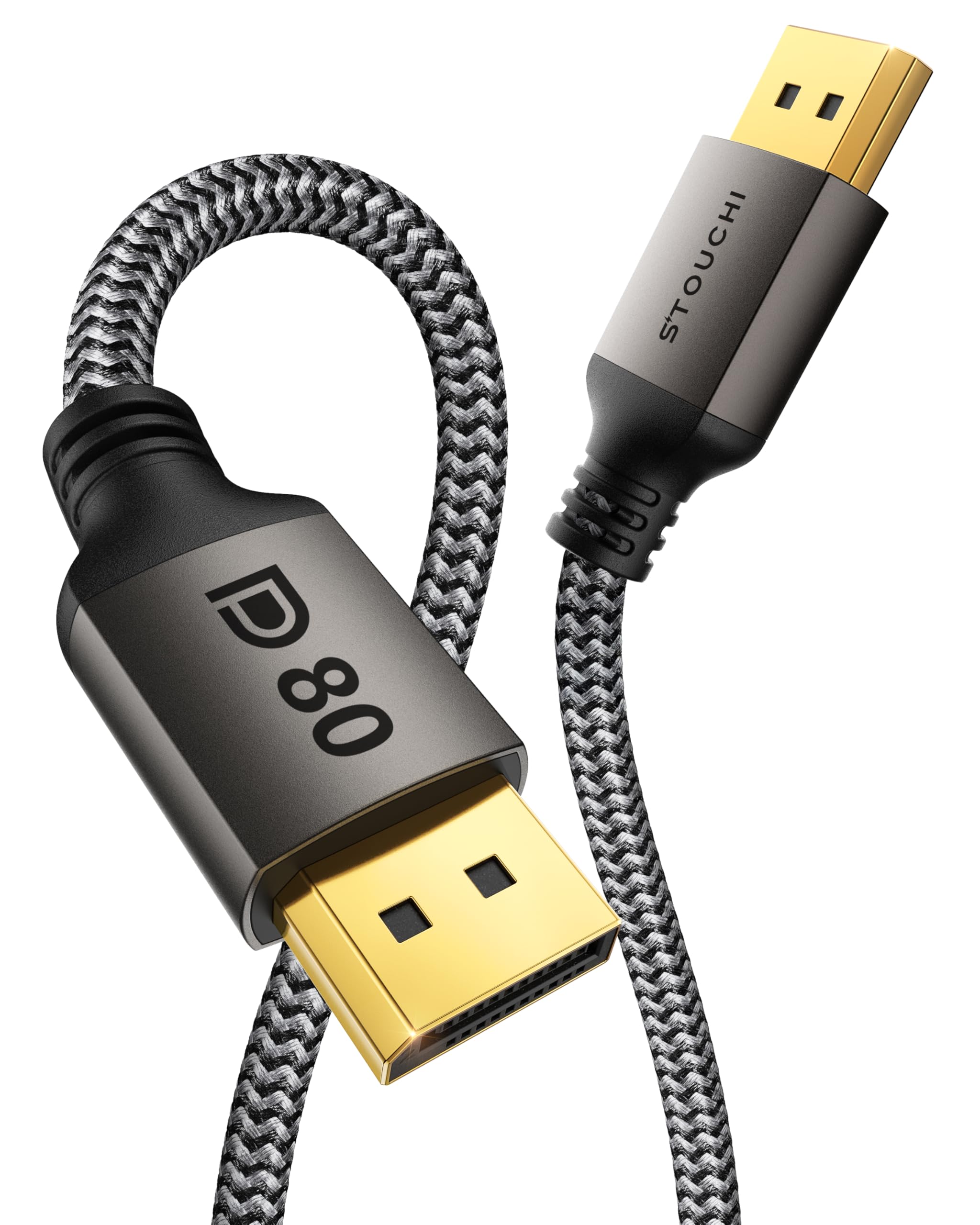 Stouchi VESA Certified DisplayPort 2.1 Cable 10FT/3M, 54Gbps UHBR13.5 [16K 8K 4K@240Hz] DP Cord, Support FreeSync G-Sync, DSC 1.2a, Snag-Free Connector for RTX 5090/4090, Gaming Monitor