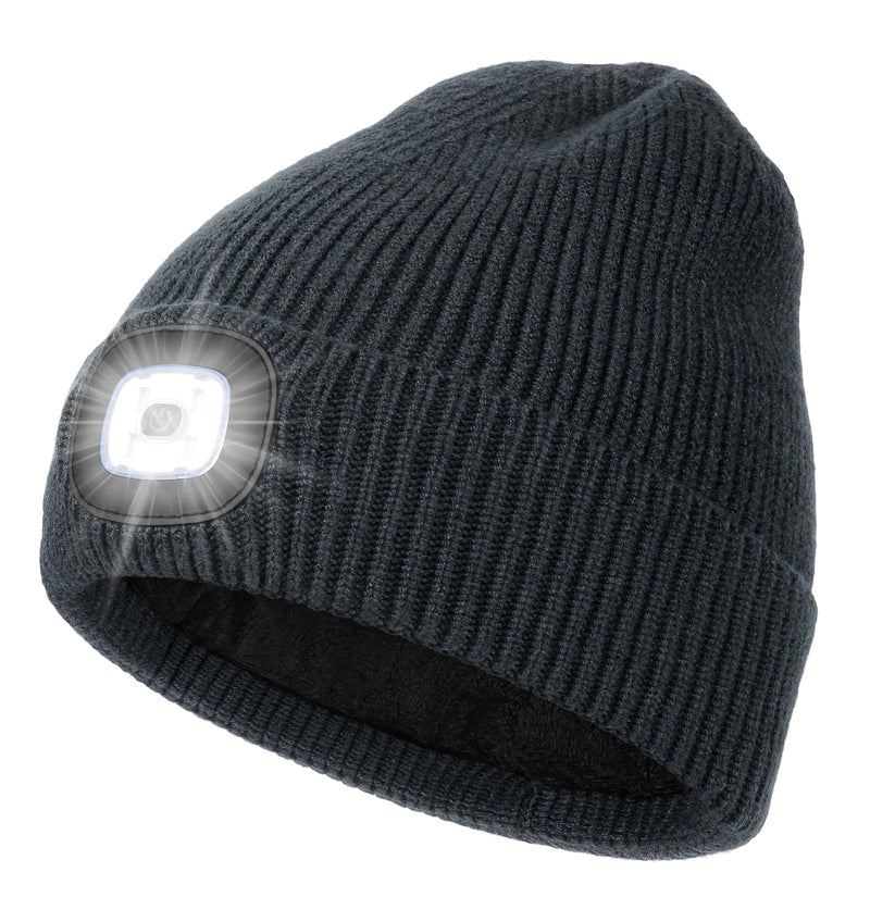 MELASA Winter Fleece Lined Beanie with The Light, Warm Gifts for Men Dad